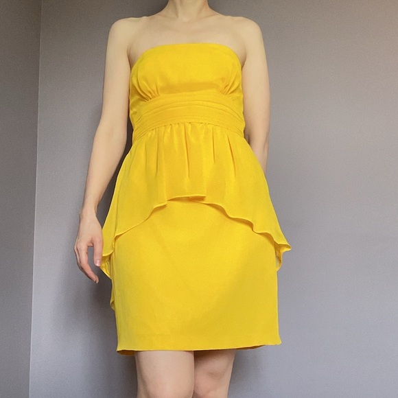 Alfred Angelo Dresses & Skirts - Alfred Angelo Canary Yellow Strapless Mini Dress